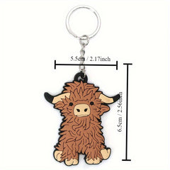 Highland Cow Key Chain Keyring Creative Cartoon Animal Car Key Pendant