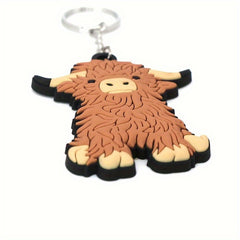 Highland Cow Key Chain Keyring Creative Cartoon Animal Car Key Pendant