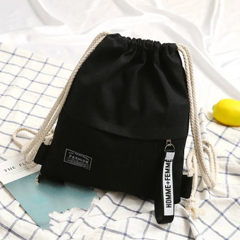 Women's Canvas Drawstring Backpack