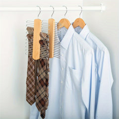 Non-Slip Wooden Ties Hanger Belts Rack Organizer