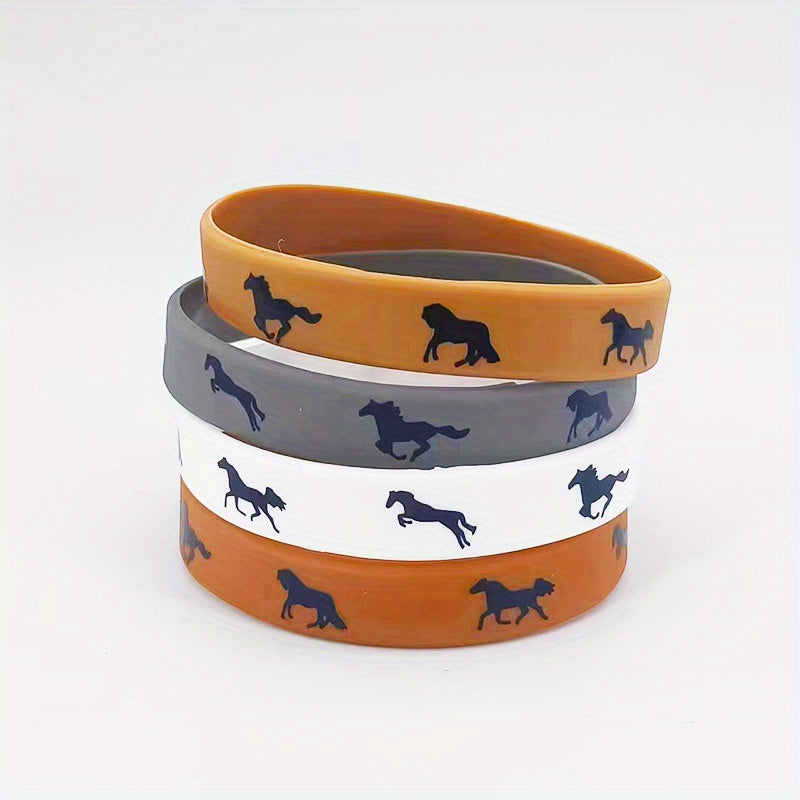 Horse Pattern Silicone Bracelet - Horse Favors Rubber Wristband Sports Bangles