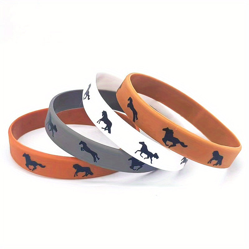Horse Pattern Silicone Bracelet - Horse Favors Rubber Wristband Sports Bangles