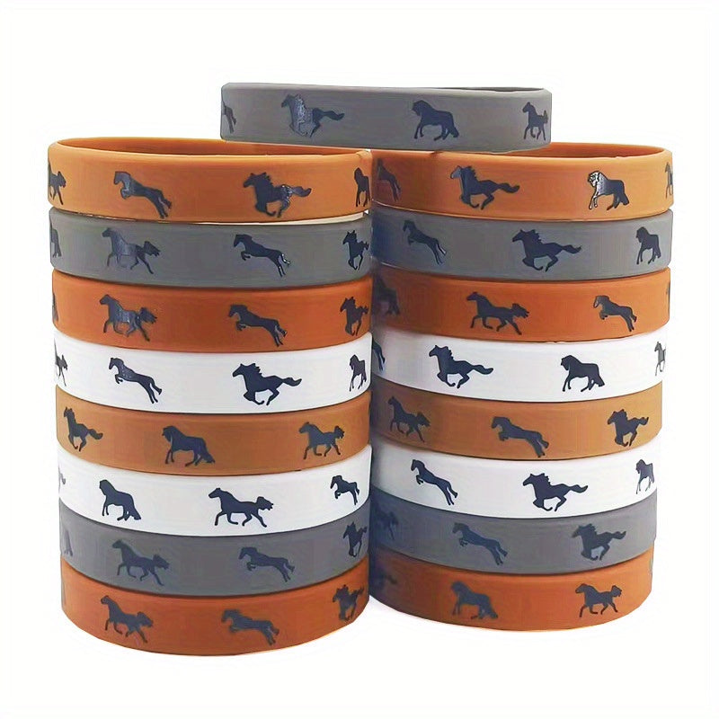 Horse Pattern Silicone Bracelet - Horse Favors Rubber Wristband Sports Bangles