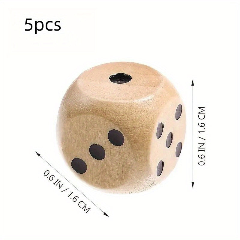 5pcs Wooden Dice for Party Games - Dinner Party Props & Teaching Aids