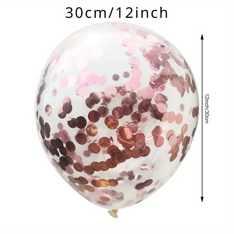 14pcs Colorful Balloons Set with Confetti Ribbon Stars Hearts Decor