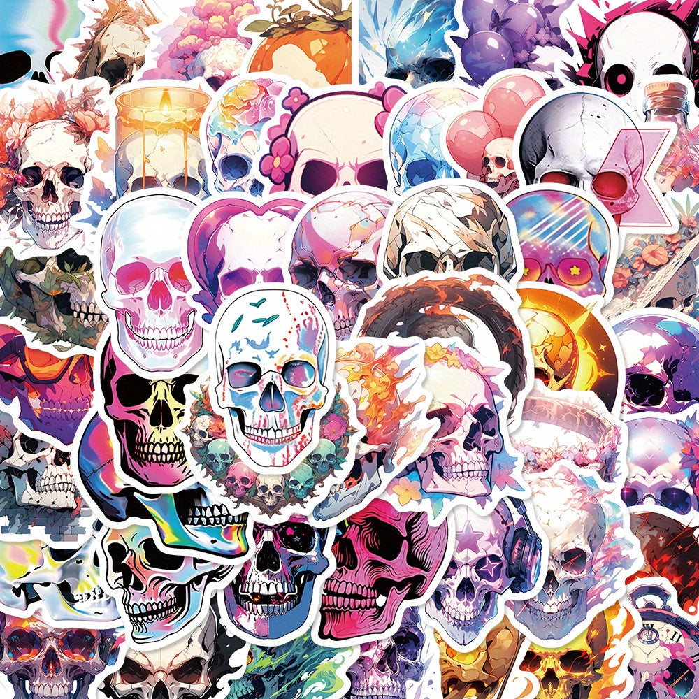 50pcs Colorful Graffiti Skull Stickers for Notebook Phone Skateboard