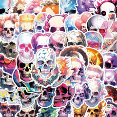 50pcs Colorful Graffiti Skull Stickers for Notebook Phone Skateboard