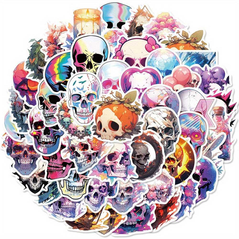 50pcs Colorful Graffiti Skull Stickers for Notebook Phone Skateboard