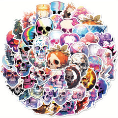 50pcs Colorful Graffiti Skull Stickers for Notebook Phone Skateboard