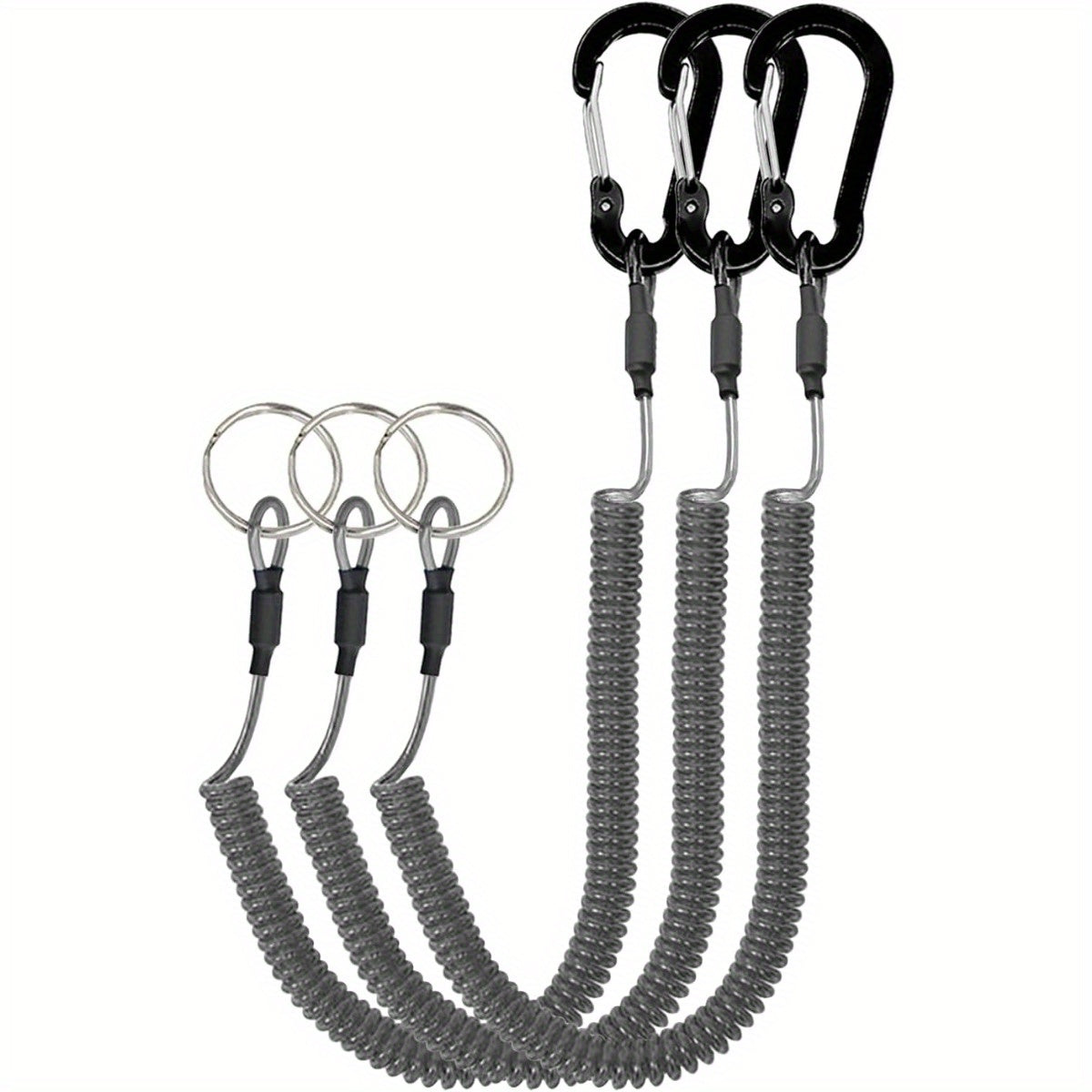 Retractable Safety Coiled Lanyard with Carabiner Clip