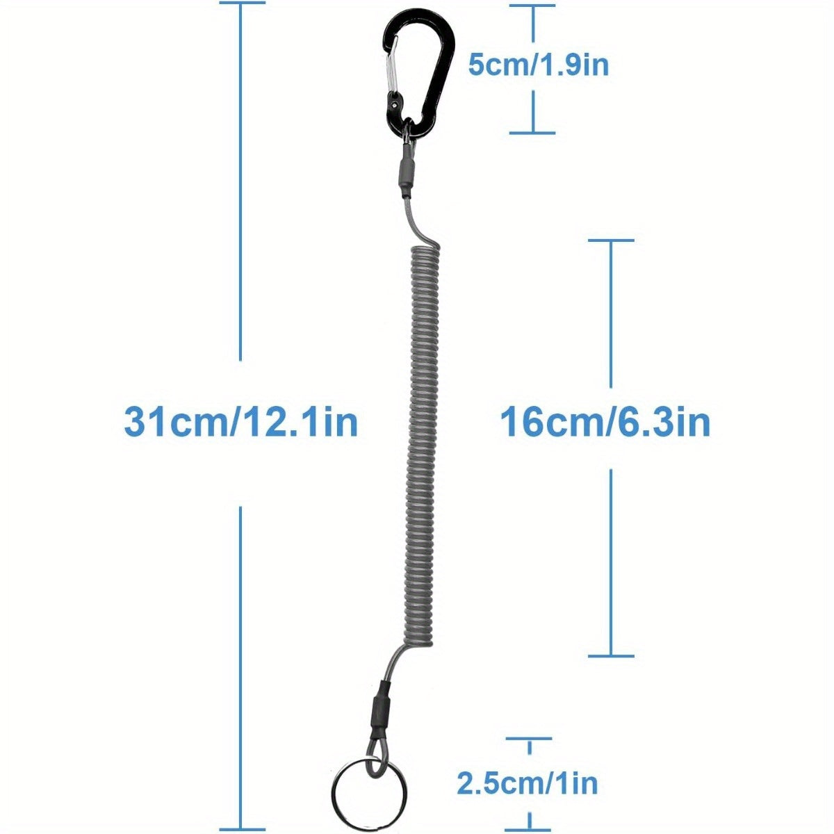 Retractable Safety Coiled Lanyard with Carabiner Clip