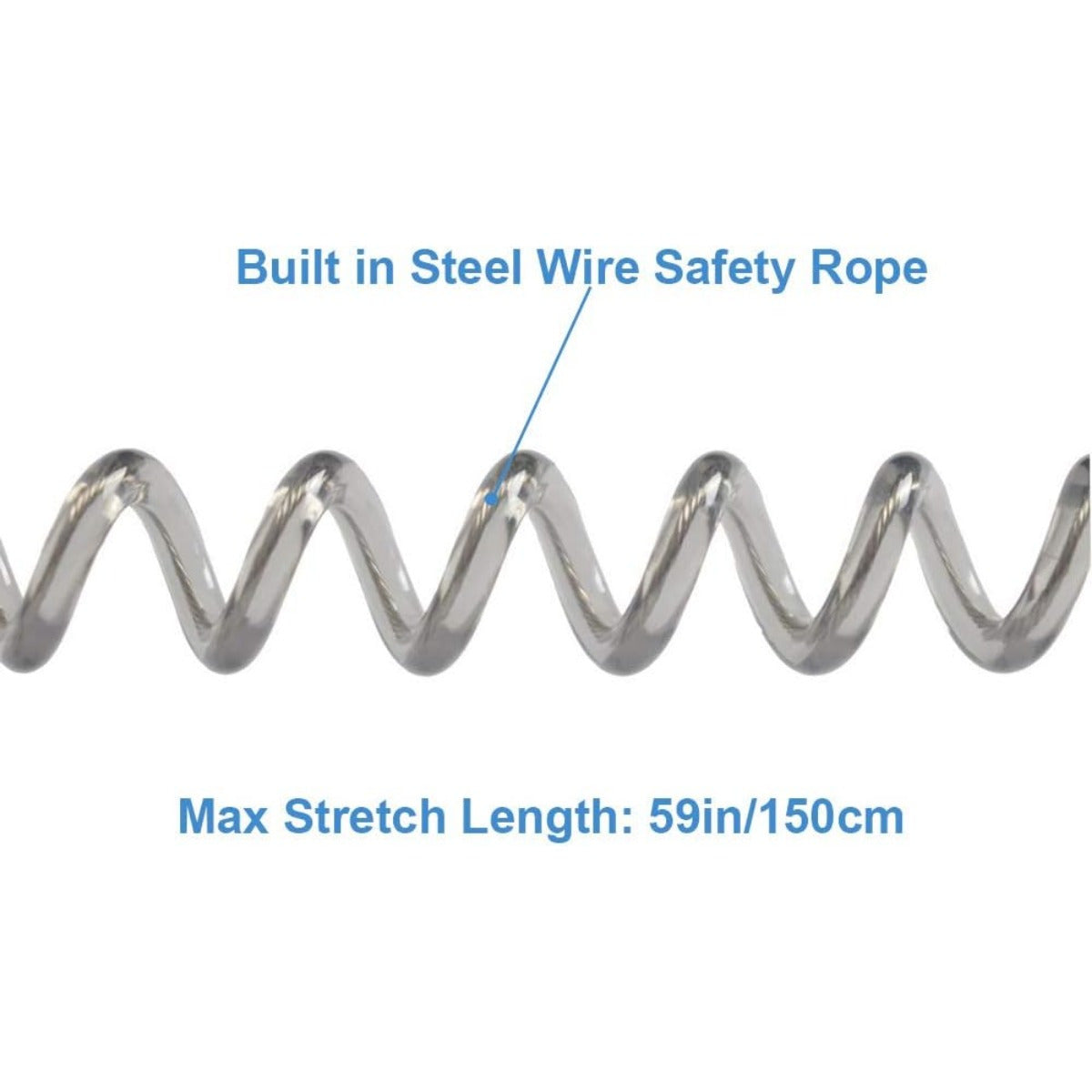 Retractable Safety Coiled Lanyard with Carabiner Clip