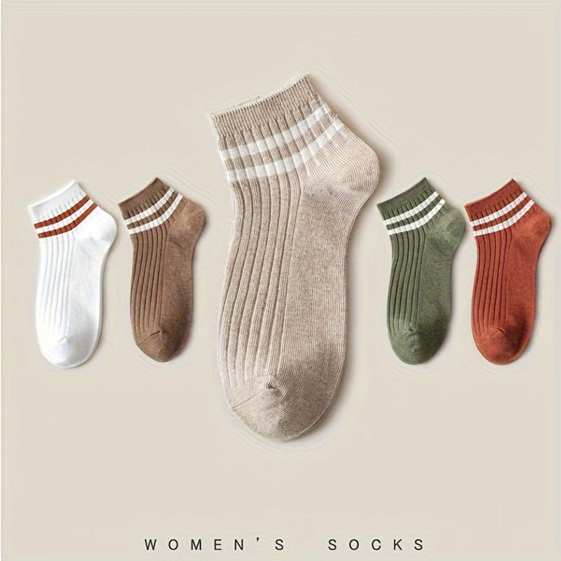 5 Pairs Striped Ankle Socks for Men