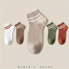 5 Pairs Striped Ankle Socks for Men