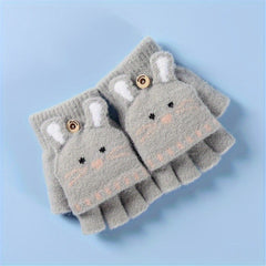 Children's Warm Knitted Half Finger Gloves for Autumn and Winter