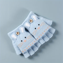 Children's Warm Knitted Half Finger Gloves for Autumn and Winter