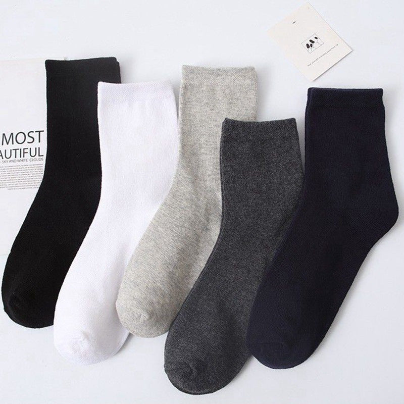 2 Pairs Plus Size Solid Crew Socks in Cotton