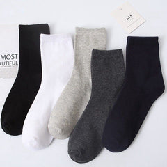 2 Pairs Plus Size Solid Crew Socks in Cotton