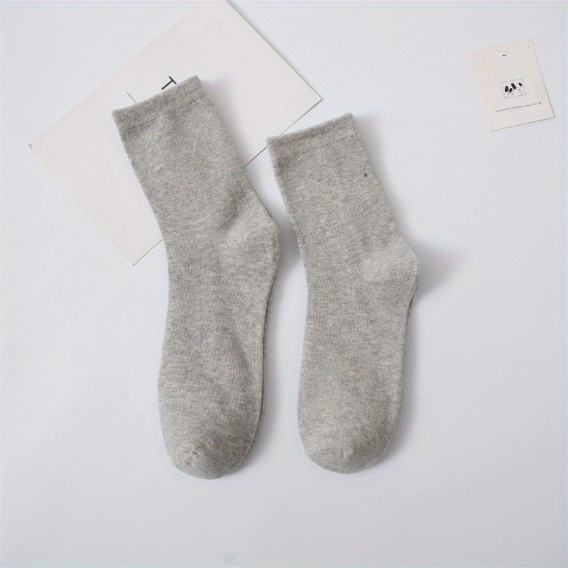 2 Pairs Plus Size Solid Crew Socks in Cotton