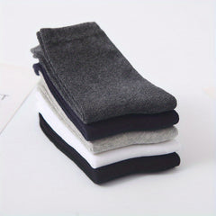 2 Pairs Plus Size Solid Crew Socks in Cotton