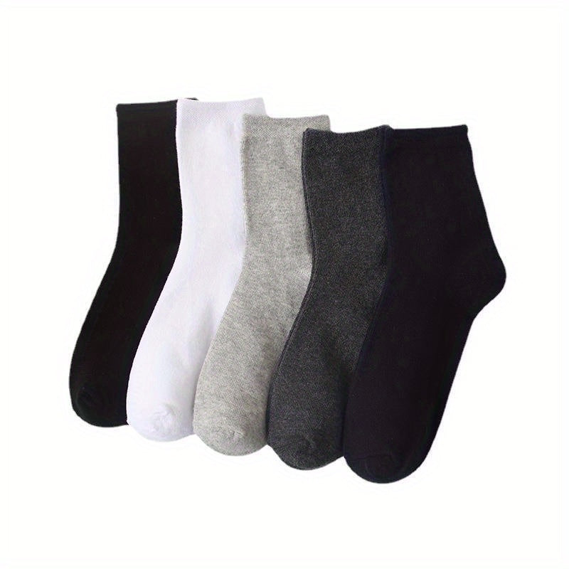 2 Pairs Plus Size Solid Crew Socks in Cotton