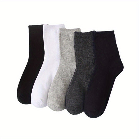 2 Pairs Plus Size Solid Crew Socks in Cotton