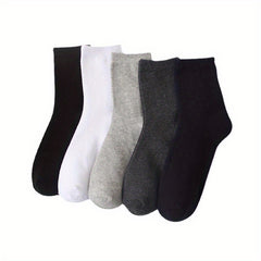 2 Pairs Plus Size Solid Crew Socks in Cotton