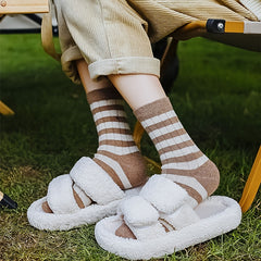 5 Pairs Men's Striped Crew Socks Breathable Comfy Casual Unisex Socks