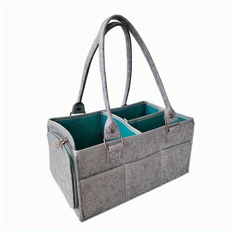 Diaper Caddy Organizer Car Storage Bag Felt Diaper Storage Bag with Zipper Side