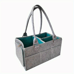Diaper Caddy Organizer Car Storage Bag Felt Diaper Storage Bag with Zipper Side