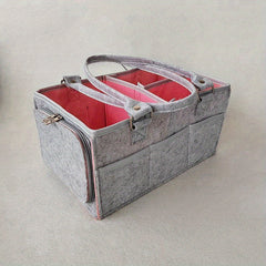 Diaper Caddy Organizer Car Storage Bag Felt Diaper Storage Bag with Zipper Side