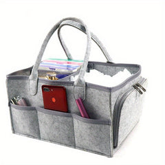 Diaper Caddy Organizer Car Storage Bag Felt Diaper Storage Bag with Zipper Side