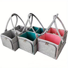 Diaper Caddy Organizer Car Storage Bag Felt Diaper Storage Bag with Zipper Side