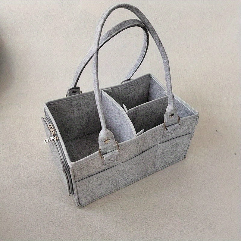 Diaper Caddy Organizer Car Storage Bag Felt Diaper Storage Bag with Zipper Side