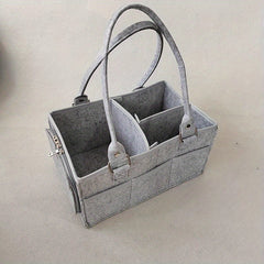 Diaper Caddy Organizer Car Storage Bag Felt Diaper Storage Bag with Zipper Side