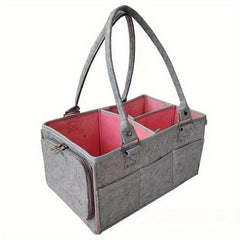 Diaper Caddy Organizer Car Storage Bag Felt Diaper Storage Bag with Zipper Side