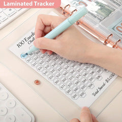 100 Envelopes Money Saving Challenge Binder with Tracker Sheet & Pockets