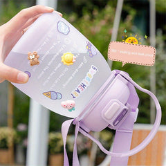 1300ml Large Capacity Frosted Water Bottle with Strap