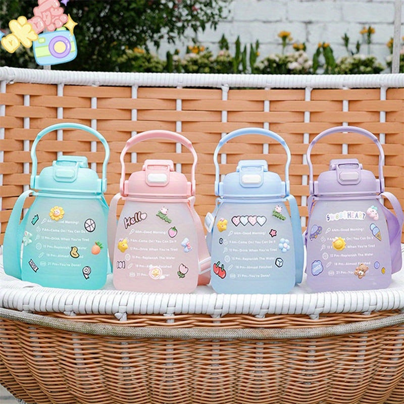 1300ml Large Capacity Frosted Water Bottle with Strap