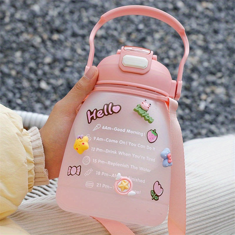 1300ml Large Capacity Frosted Water Bottle with Strap