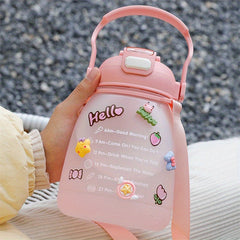1300ml Large Capacity Frosted Water Bottle with Strap