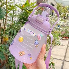 1300ml Large Capacity Frosted Water Bottle with Strap