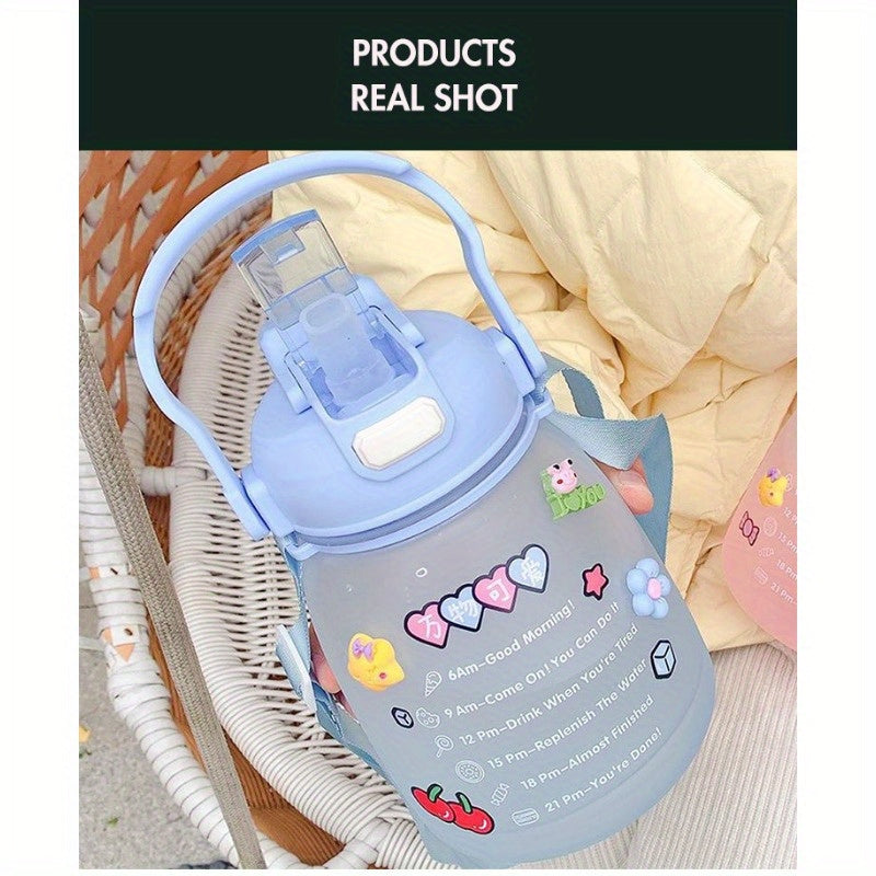 1300ml Large Capacity Frosted Water Bottle with Strap