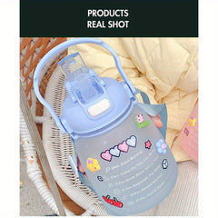 1300ml Large Capacity Frosted Water Bottle with Strap