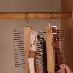 Non-Slip Wooden Ties Hanger Belts Rack Organizer