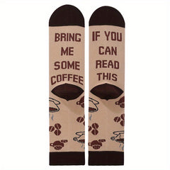 Funny Coffee Printed Crew Socks - 2 Pairs
