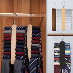 Non-Slip Wooden Ties Hanger Belts Rack Organizer