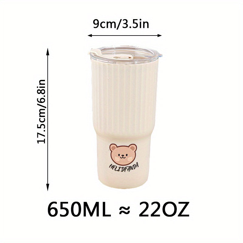 1pc Bear Water Cup Portable Plastic Water Cup Office Tea Cup Car Coffee Cup