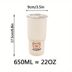 1pc Bear Water Cup Portable Plastic Water Cup Office Tea Cup Car Coffee Cup