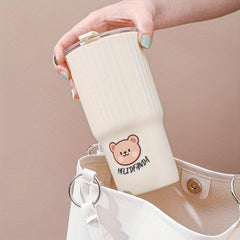 1pc Bear Water Cup Portable Plastic Water Cup Office Tea Cup Car Coffee Cup